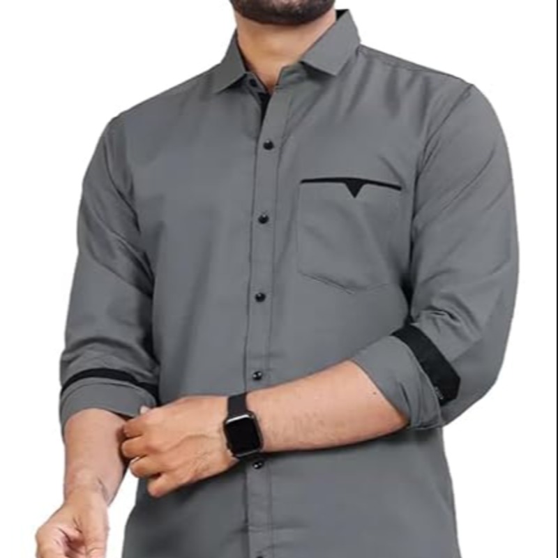 CB-COLEBROOK Men's Regular Fit Solid Soft Touch Cotton Casual Shirt with Pocket Design with Spread Collar & Full Sleeves