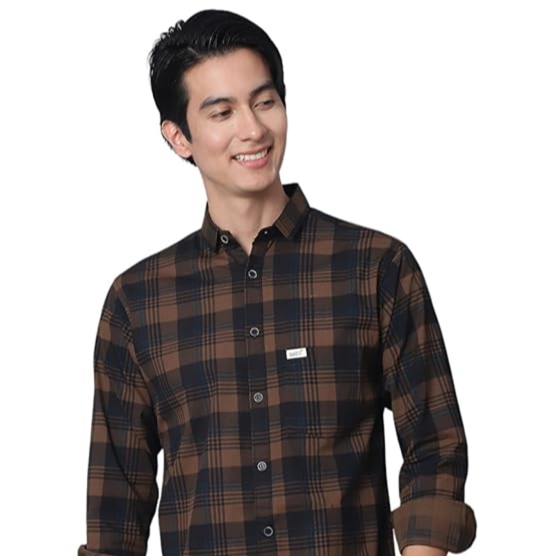 Majestic Man Comfort Cotton Slim Fit Checked Casual Shirt for Men