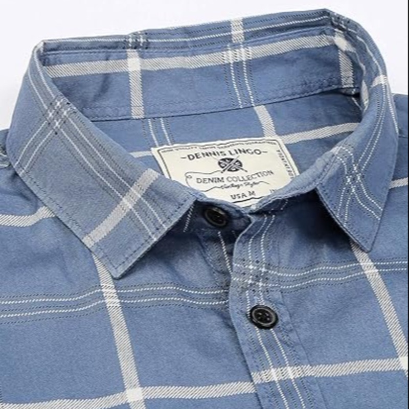 Dennis Lingo Men's Checkered Slim Fit Cotton Casual Shirt