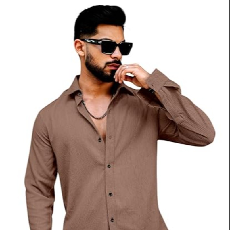 Men's Regular Fit Poly Popcorn Casual Shirt