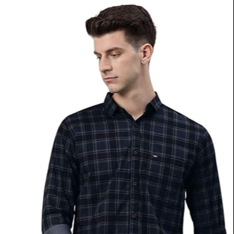 Majestic Man Men Small Checkered Slim Fit Cotton Casual Shirt